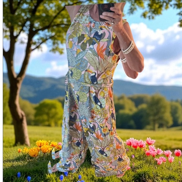 J. McLaughlin Green and Yellow Wide Leg Jumpsuit - Picture 1 of 3